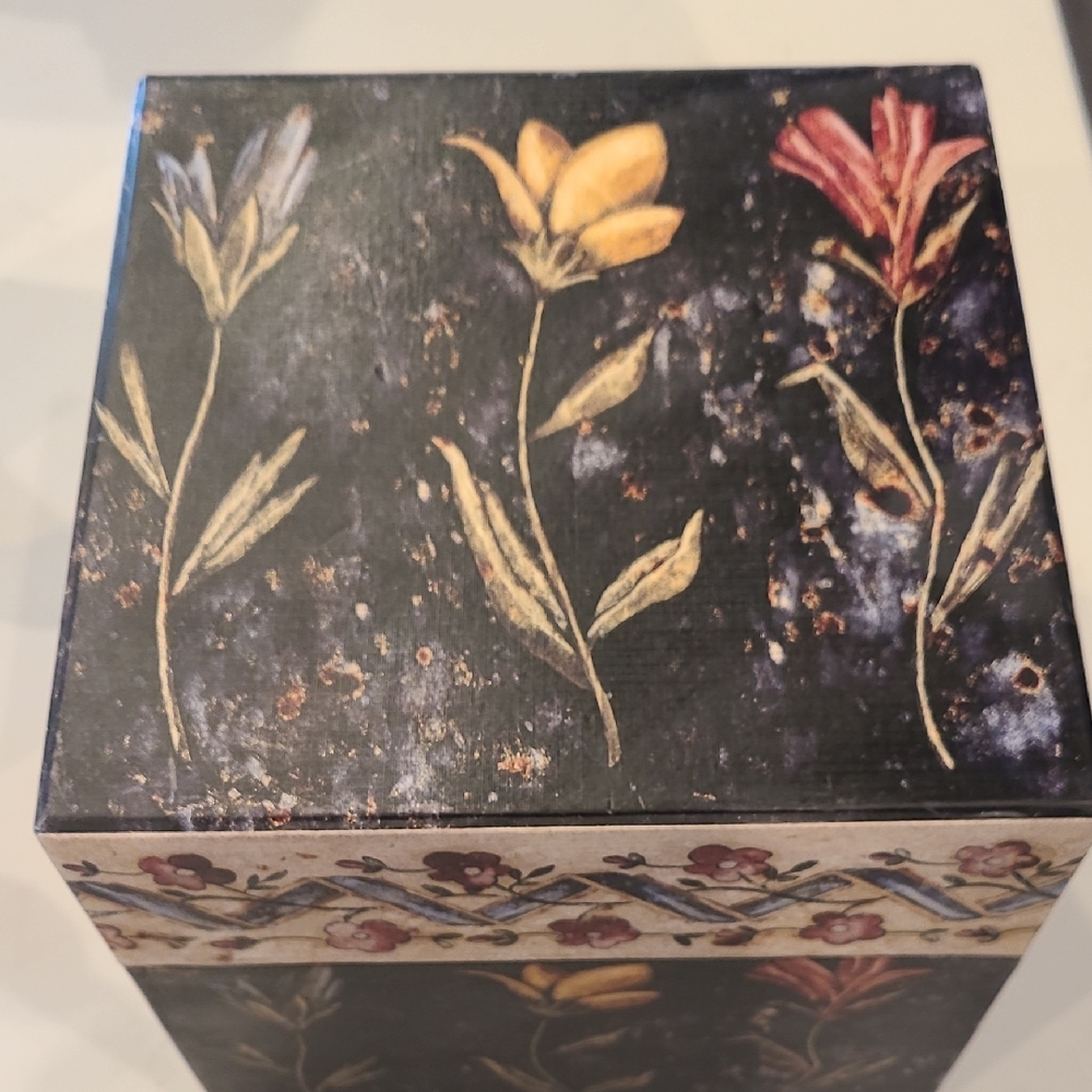 Floral Decorative Box with Black Distressed Background